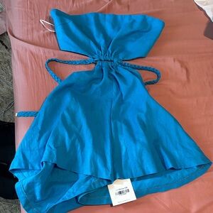 Blue Strapless Romper
